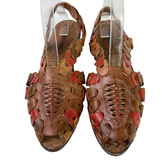 Mainframe Main Frame Women's 30137 Link Boho Peep Toe Genuine Leather Flats 9 M - Picture 3 of 16